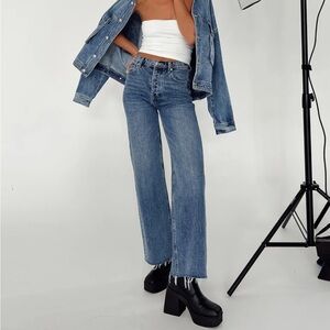 Princess Polly PP DNM Fawcett Jeans Dark Wash Denim, Size 4